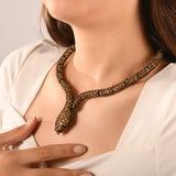 70.71 Carat Natural Citrine Snake Necklace – Fine Jewelry Design - Gold Stone Diamond