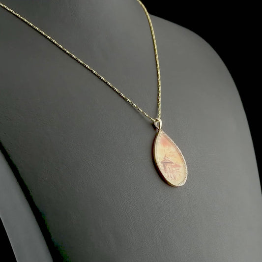 0.19 Carat Natural Diamond Necklace with Istanbul Motif