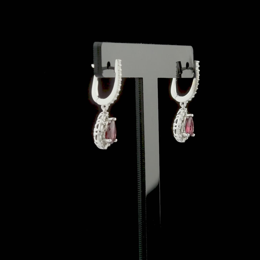 1.85 Carat Natural Diamond and Rhodolite Earrings – Fine Jewelry