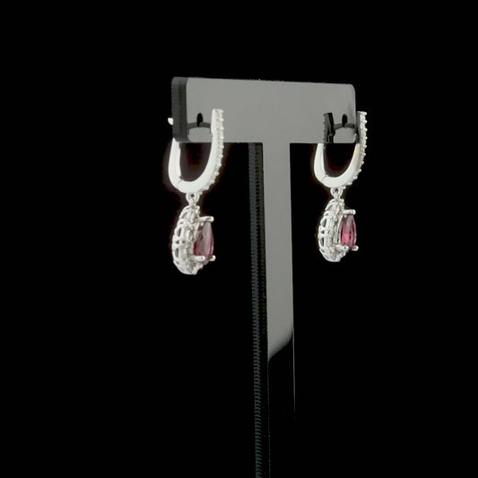 1.85 Carat Natural Diamond and Rhodolite Earrings – Fine Jewelry