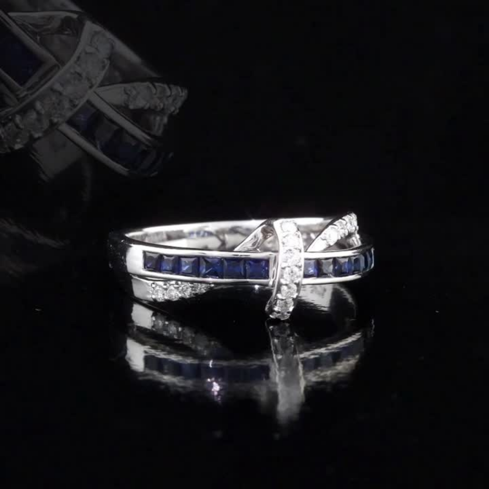 0.63 Carat Natural Diamond and Sapphire Ring – Fine Jewelry Design