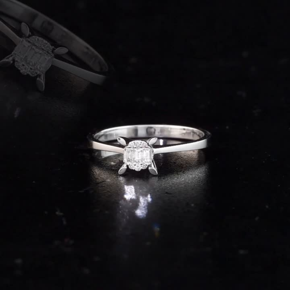 0.11 Carat Natural Baguette Diamond Ring
