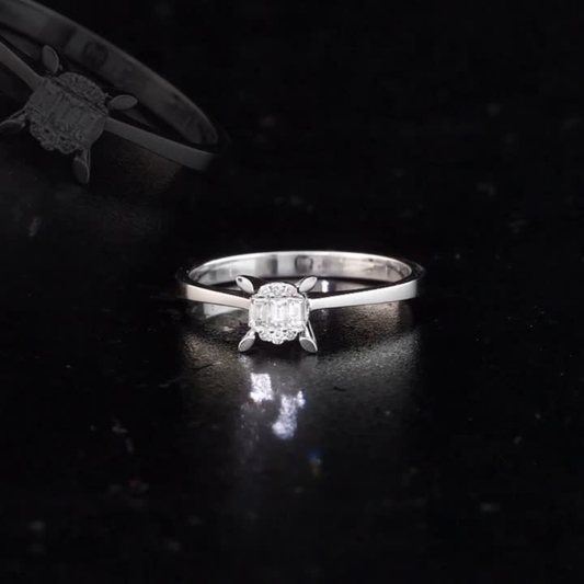 0.11 Carat Natural Baguette Diamond Ring
