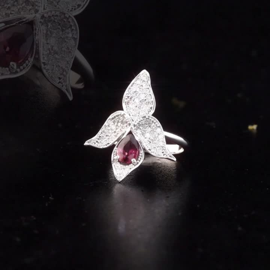 1.27 Carat Natural Diamond and Rhodolite Ring – Fine Jewelry Design