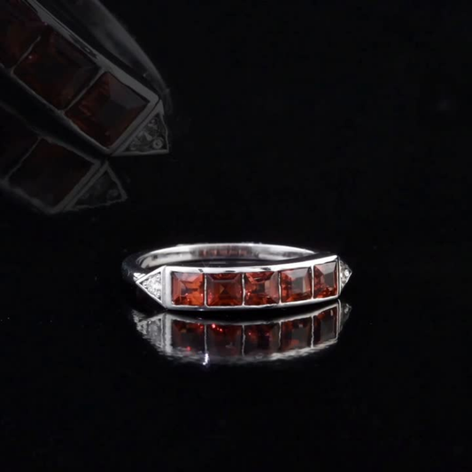 0.83 Carat Natural Diamond and Garnet Ring – Fine Jewelry Design