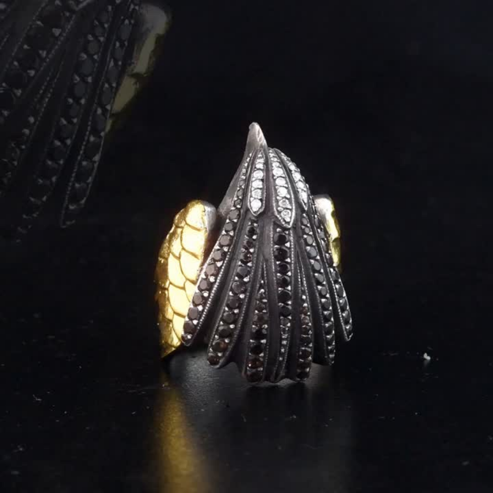 1.62 Carat Natural Diamond and Ruby Eagle Design Ring