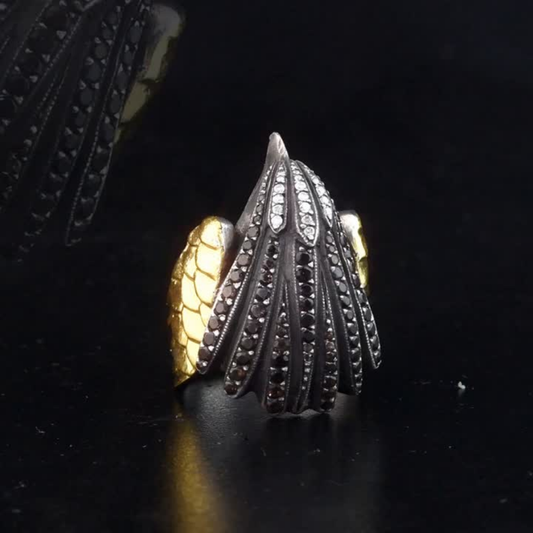 1.62 Carat Natural Diamond and Ruby Eagle Design Ring