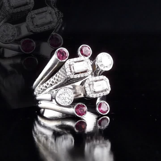 2.75 Carat Natural Diamond and Ruby Ring – Elegant Fine Jewelry Design