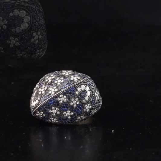 4.80 Carat Natural Diamond and Sapphire Ring - Star Design Luxury Ring