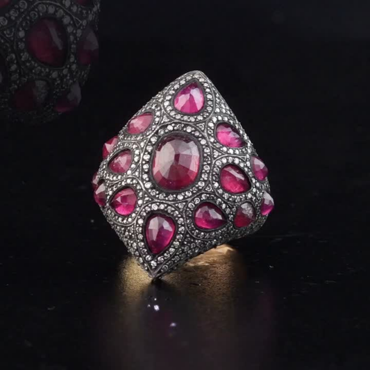 8.40 Carat Natural Diamond and Ruby Ring – Fine Jewelry Design