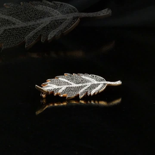 3.15 Carat Natural Diamond Leaf Brooch, Elegant Fine Jewelry for Women