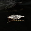 3.15 Carat Natural Diamond Leaf Brooch, Elegant Fine Jewelry for Women