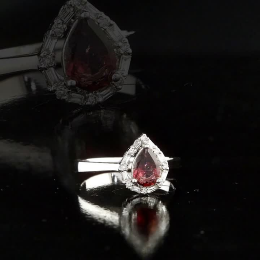 0.86 Carat Natural Diamond and Rhodolite Ring – Fine Jewelry Design
