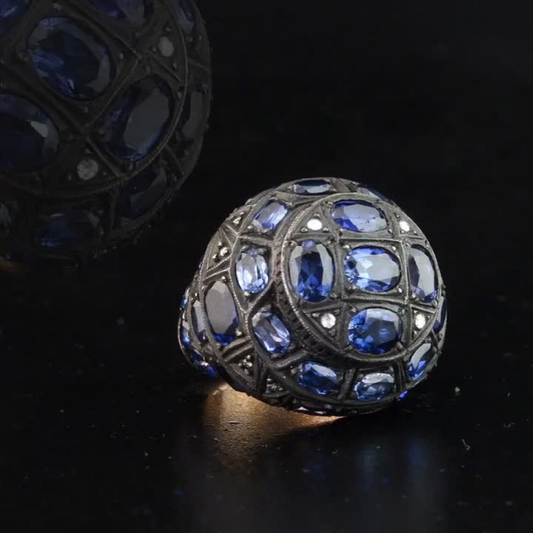 7.10 Carat Natural Diamond and Sapphire Ring – Fine Jewelry Design