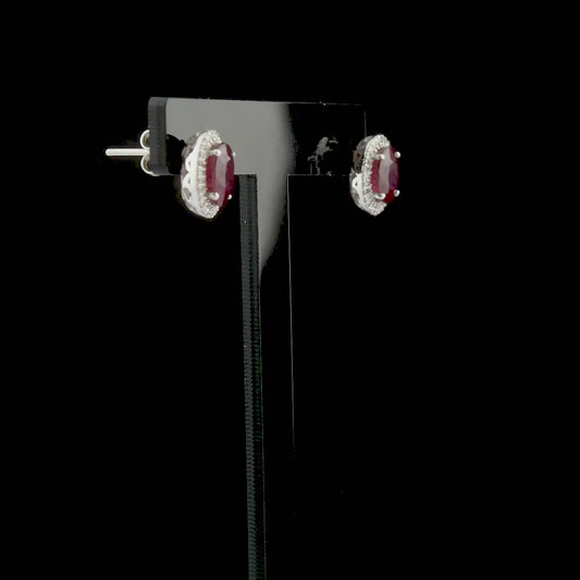 6.02 Carat Natural Diamond and Ruby Earrings – Fine Jewelry Design