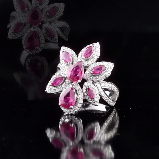 2.99 Carat Natural Diamond and Ruby Ring – Elegant Fine Jewelry Design