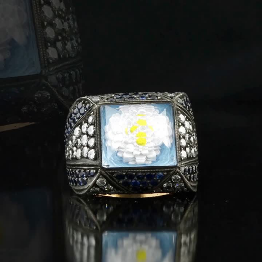 4.73 Carat Natural Diamond and Sapphire Floral Design Ring – Fine Jewelry Design