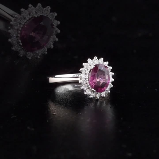 1.54 Carat Natural Diamond and Rhodolite Ring – Fine Jewelry Design