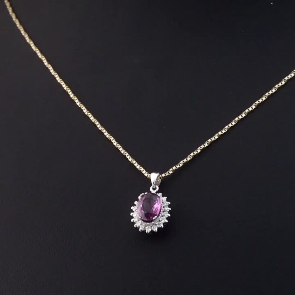 1.23 Carat Natural Diamond and Rhodolite Necklace – Fine Jewelry Design