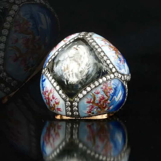 2.20 Carat Natural Diamond Swan and Floral Design Ring – Fine Jewelry Design