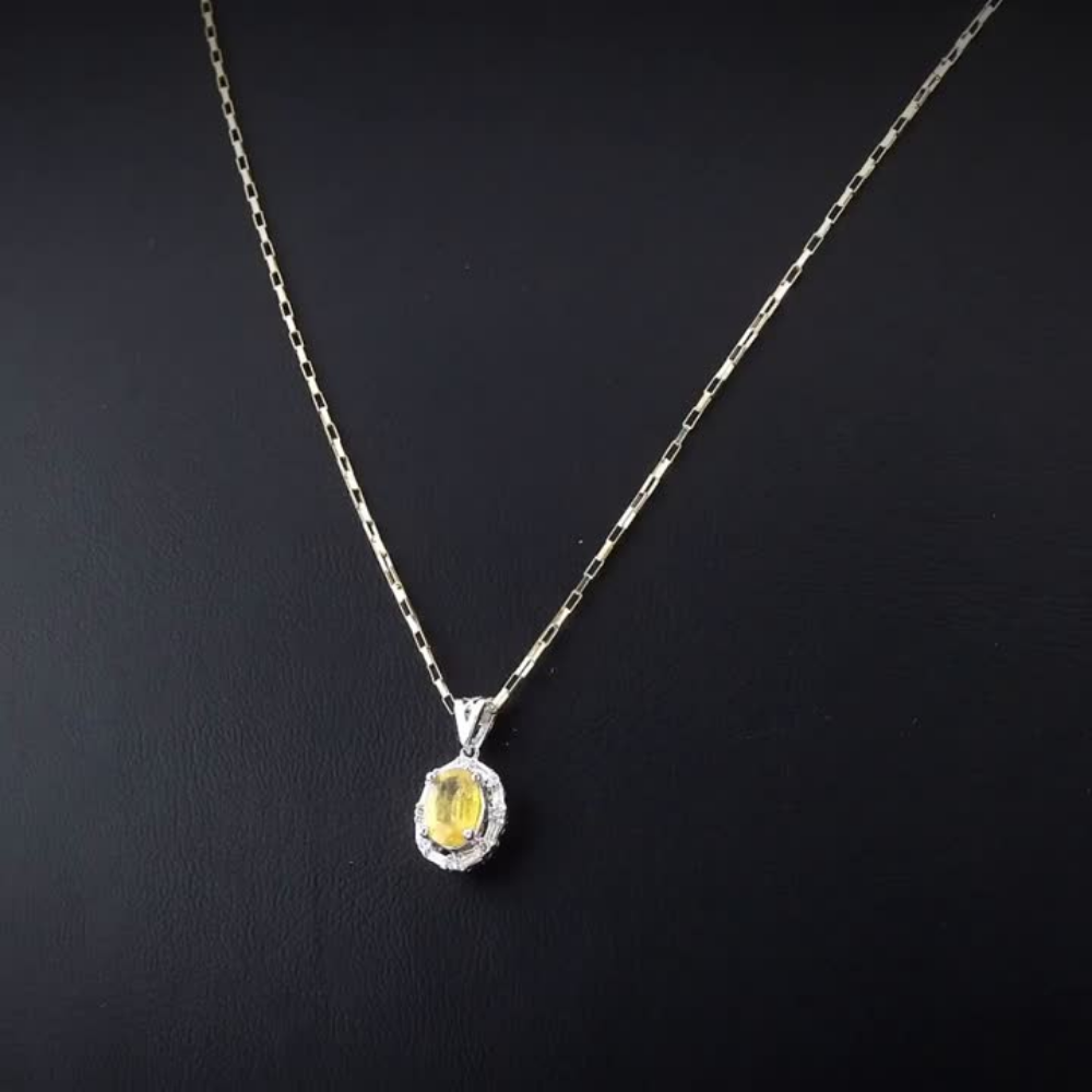 0.98 Carat Natural Diamond and Yellow Sapphire Necklace – Fine Jewelry Design