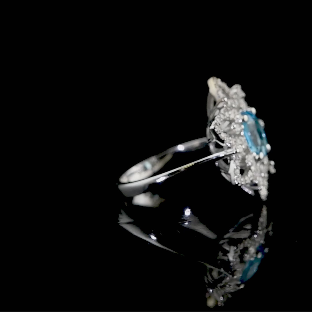 4.50 Carat Natural Diamond and Blue Topaz Ring – Fine Jewelry Design
