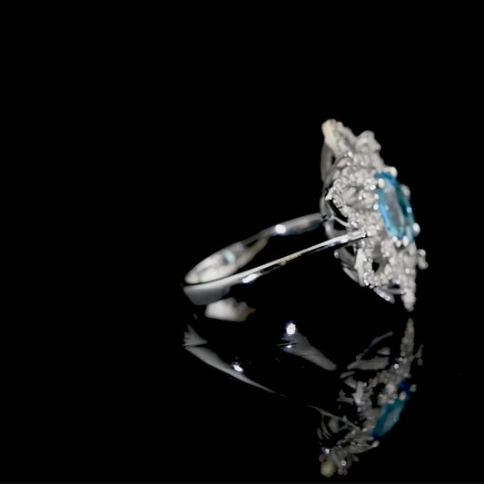 4.50 Carat Natural Diamond and Blue Topaz Ring – Fine Jewelry Design