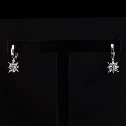0.06 Carat Natural Diamond Snowflake Earrings – Fine Jewelry Gift