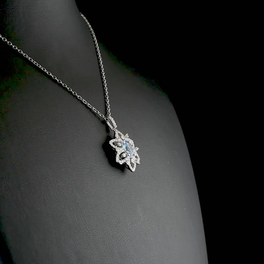 4.50 Carat Natural Diamond and Blue Topaz Necklace – Fine Jewelry Design