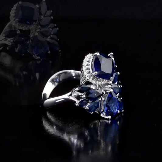 7.47 Carat Natural Diamond and Sapphire Ring – Fine Jewelry Design