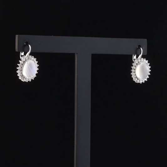 4.72 Carat Natural Diamond and Moonstone Earrings – Fine Jewelry Design