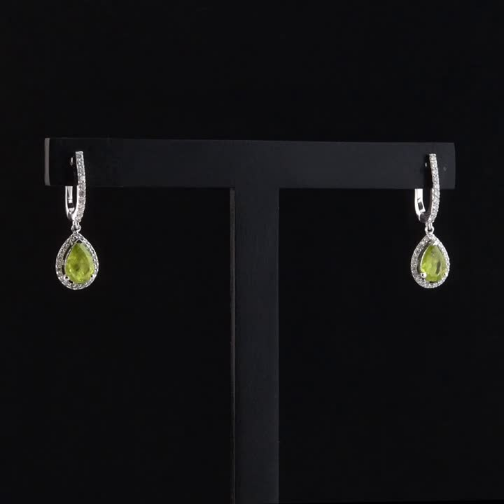 3.35 Carat Natural Diamond and Peridot Earrings – Fine Jewelry Design