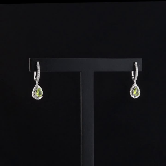 2.14 Carat Natural Diamond and Peridot Earrings – Fine Jewelry Design