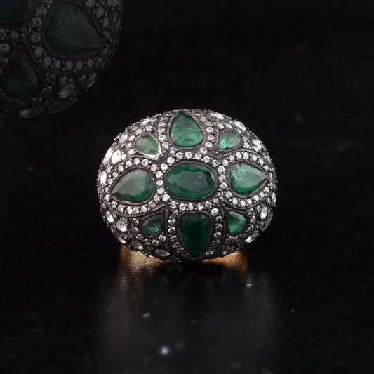 8.60 Carat Natural Diamond and Emerald Ring – Fine Jewelry Design