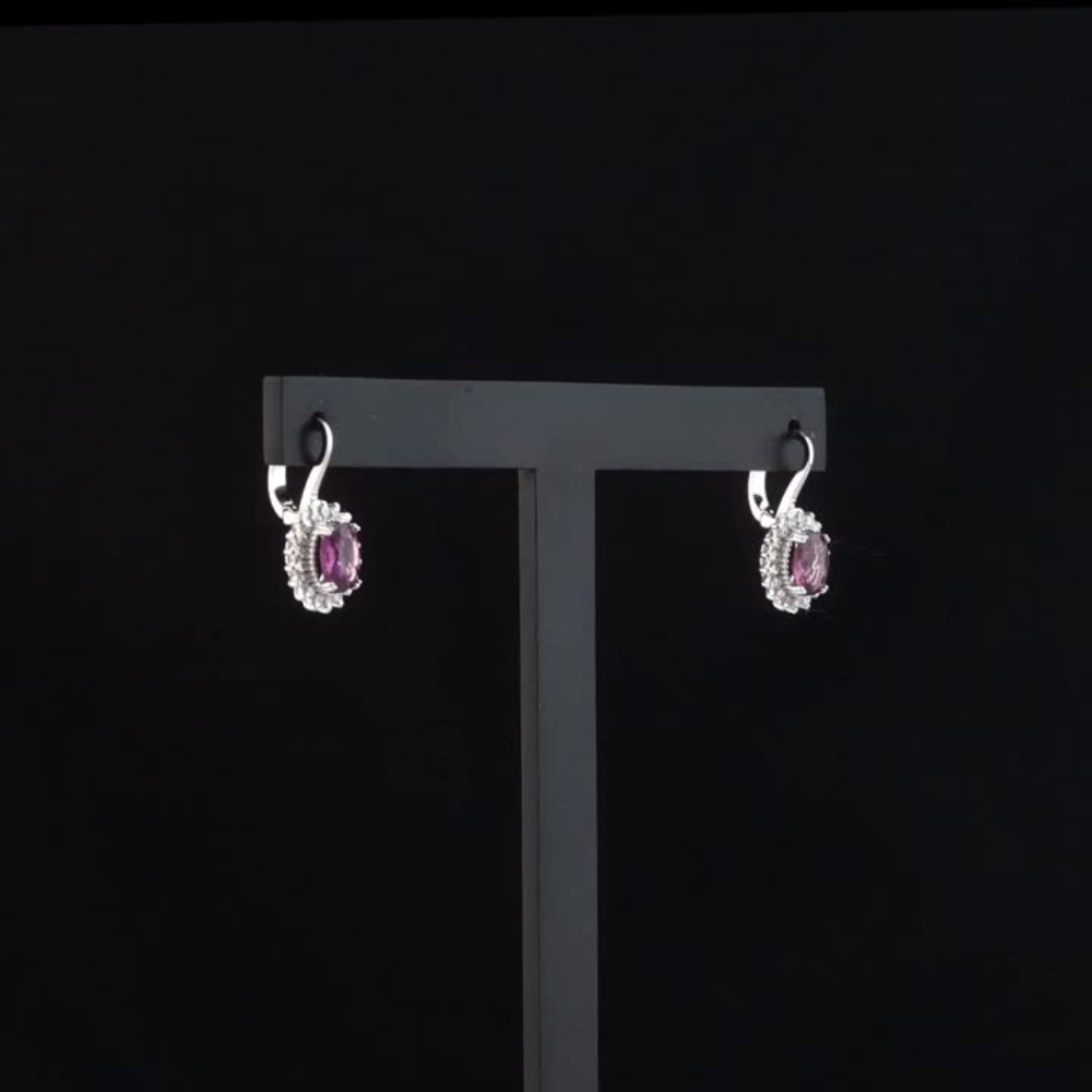 2.67 Carat Natural Diamond and Rhodolite Earrings – Fine Jewelry Design