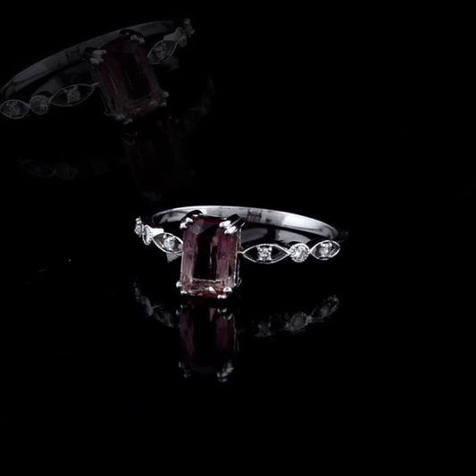 0.88 Carat Natural Diamond and Rhodolite Ring – Fine Jewelry Design
