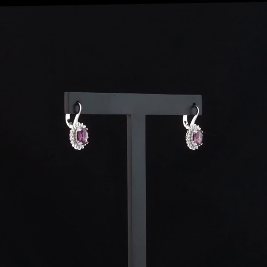 2.67 Carat Natural Diamond and Rhodolite Earrings – Fine Jewelry Design