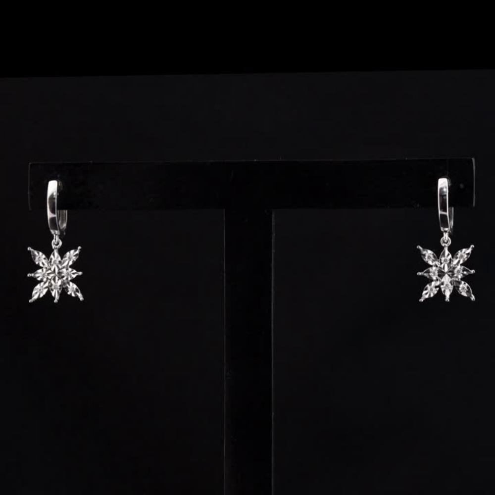 0.10 Carat Natural Diamond Snowflake Earrings – Fine Jewelry Design