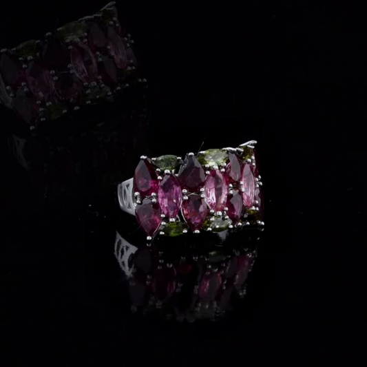 3.68 Carat Natural Diamond and Tourmaline Ring – Fine Jewelry Design