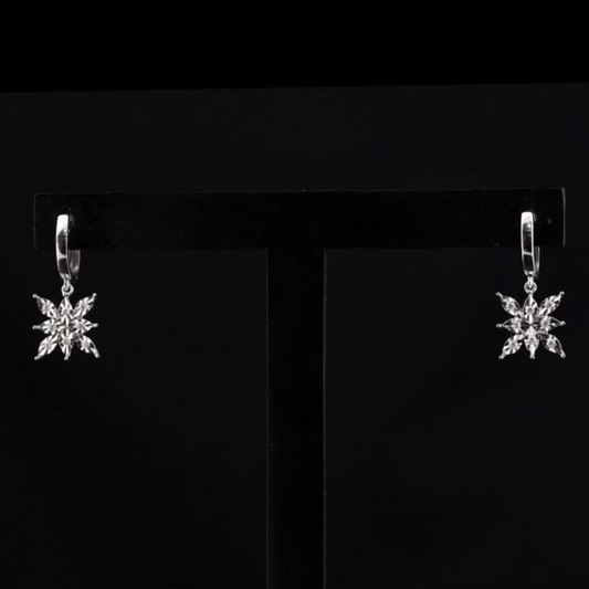 0.10 Carat Natural Diamond Snowflake Earrings – Fine Jewelry Design