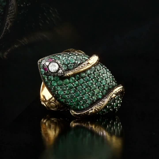 3.61 Carat Natural Diamond and Emerald Ring – Fine Jewelry Design
