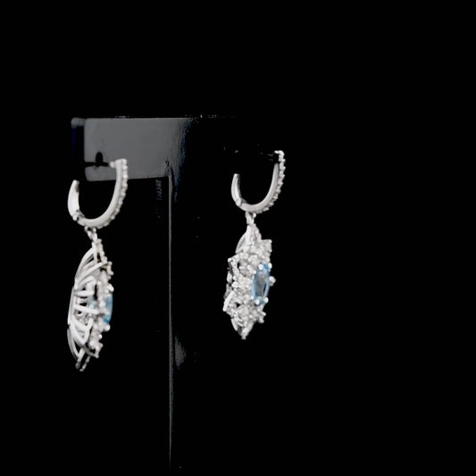 9.00 Carat Natural Diamond and Blue Topaz Earrings – Fine Jewelry Design