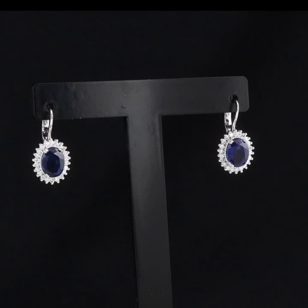 5.17 Carat Natural Diamond and Sapphire Earrings – Fine Jewelry Design