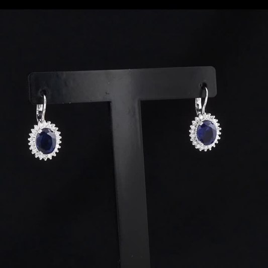 5.17 Carat Natural Diamond and Sapphire Earrings – Fine Jewelry Design