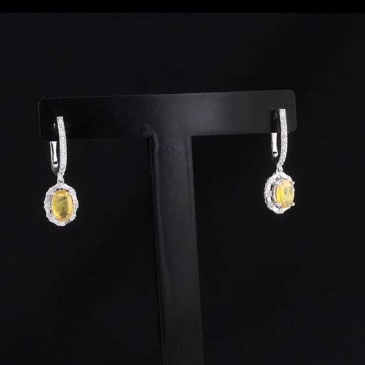 2.09 Carat Natural Diamond and Yellow Sapphire Earrings – Fine Jewelry Design