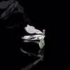 0.36 Carat Natural Diamond and Emerald Leaf Figure Ring