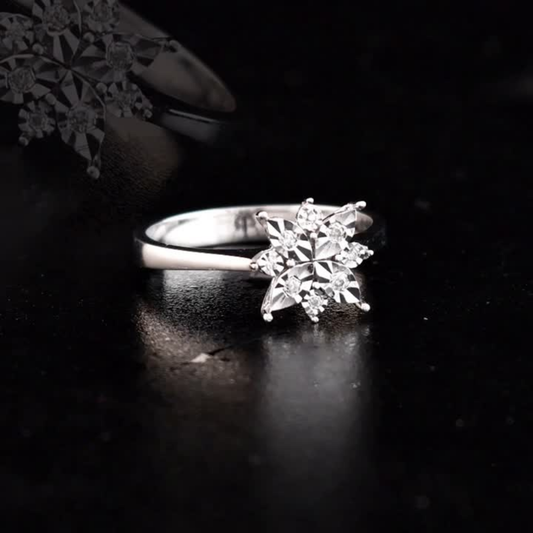 0.05 Carat Natural Diamond Snowflake Ring – Elegant Fine Jewelry Design