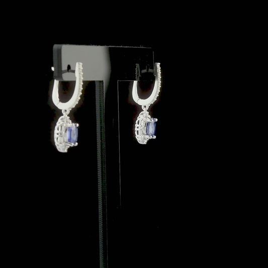 2.43 Carat Natural Diamond and Sapphire Earrings – Fine Jewelry Design