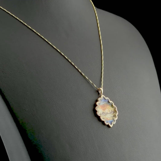 0.12 Carat Natural Diamond Necklace with Istanbul Motif