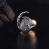 3.78 Carat Natural Diamond and Emerald Ring, Snake Design Ring